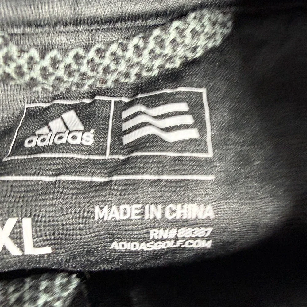 Adidas Golf Jacket Mens XL Gray Textured Knit Full Zip Warmup Mock Neck Athletic